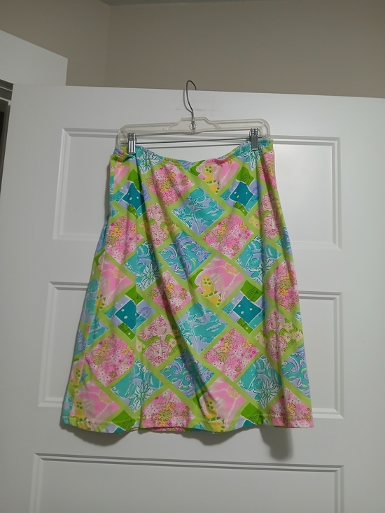 Lilly Pulitzer Dresses & Skirts - Lilly Pulitzer Pink, Aqua, Lime & Yellow Floral Patchwork Skirt